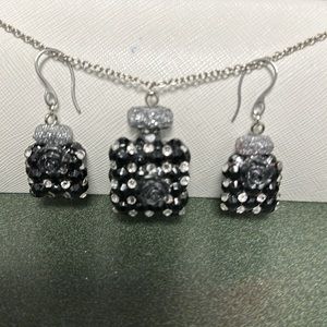 Perfume bottle shaped Earrings and Necklace set